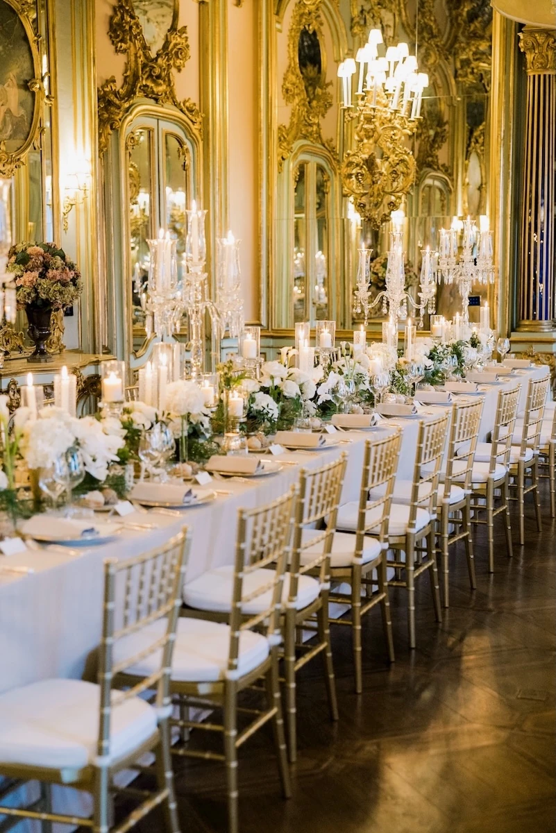Banquet hall set up for a wedding reception, Villa Firenze, Tuscany. MediterraneanPhotography photo