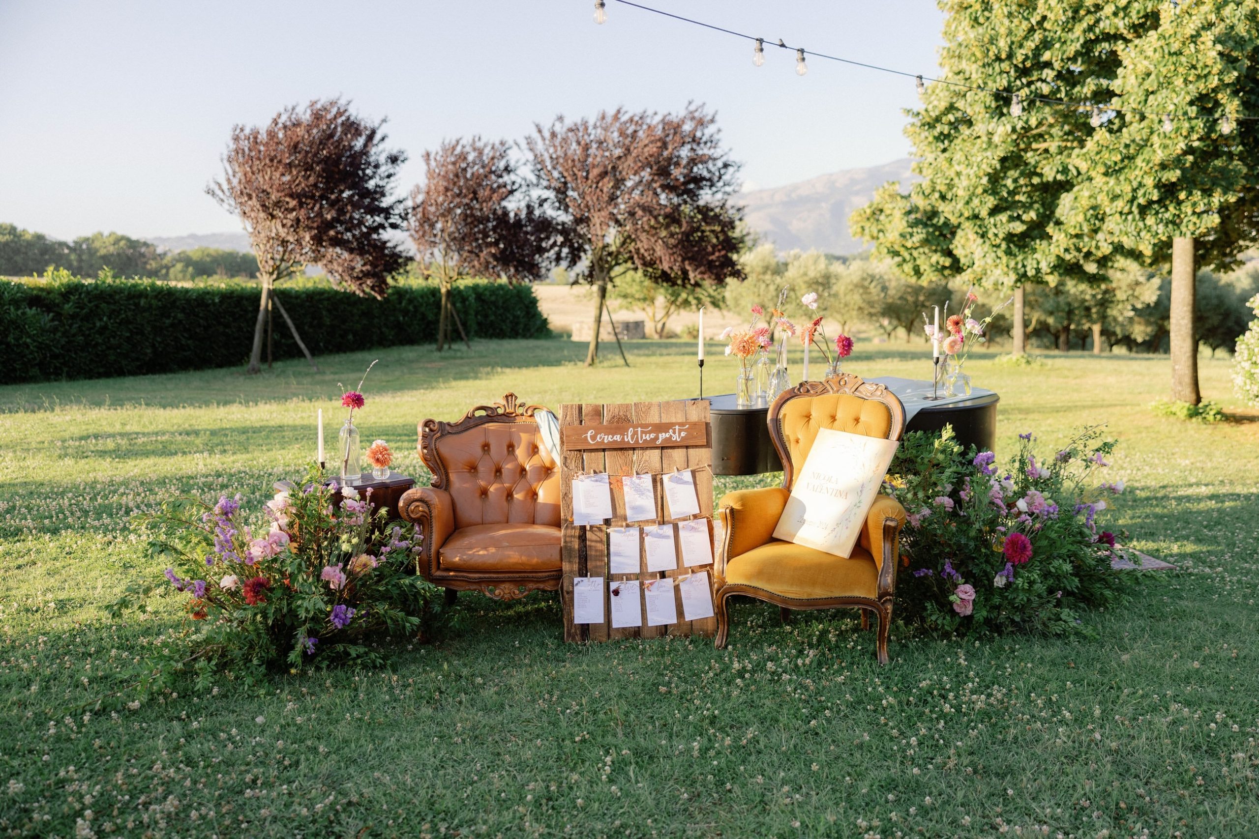 matrimonio boho chic. allestimento all'aperto